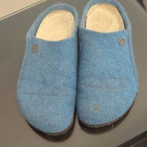 Birkenstock Light Blue Wool Slip-Ons